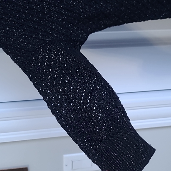 V-neck Black Silver Sweater - Silver Sparkle - Picture 3 of 7